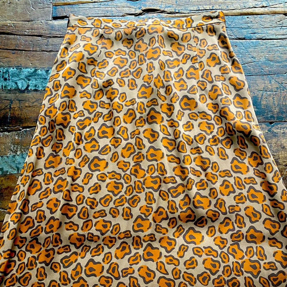 Tucker Leopard Skirt A line Silk Skirt sz P